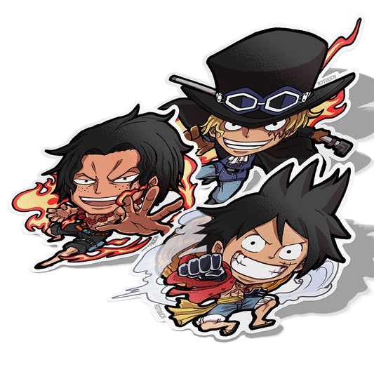 Luffy, Sabo, Ace, Vinyl Sticker, One Piece, AJTouch